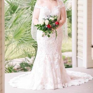 Allure Bridal Gown Style 9474 with Appliquéd Demask Design